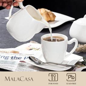 img 3 attached to Porcelain Ivory White Sugar And Creamer Set For Coffee, Espresso, And Tea - MALACASA 3-Piece Elvira Series Pitcher And Sugar Bowl