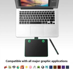 img 3 attached to Parblo A640 Graphics Drawing Tablet - 8192 Levels Battery-Free Passive Pen, 6X4 Inches Digital Tablets For Art Works, Drawing, Sketching & Painting (Green)