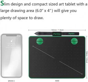 img 1 attached to Графический планшет Parblo A640 для рисования - 8192 уровня пассивного пера без батареи, цифровые планшеты 6X4 дюймов для художественных работ, рисования, черчения и рисования (зеленый)