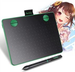 img 4 attached to Parblo A640 Graphics Drawing Tablet - 8192 Levels Battery-Free Passive Pen, 6X4 Inches Digital Tablets For Art Works, Drawing, Sketching & Painting (Green)