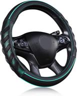 flying banner car steering wheel cover faux leather massage universal fit 3d honeycomb hole anti-slip sporty 15 inches (mint green black) логотип