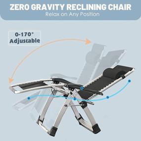 img 3 attached to Slsy Zero Gravity Chair, Reclining Lounge Chair With Removable Cushion & Tray For Indoor And Outdoor, Patio Recliner Folding Reclining Chair