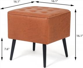 img 2 attached to Square Tufted Footrest Ottoman With Legs - Joveco Fabric Footstool For Living Room, Bedroom Chair (Orange)