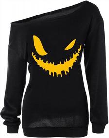 img 4 attached to Lymanchi Women Halloween Off Shoulder Sweatshirt Casual Loose Sexy Pullover Tops