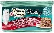 fancy feast medleys wild salmon primavera: garden veggies & greens in classic sauce, 3-oz - case of 12 logo