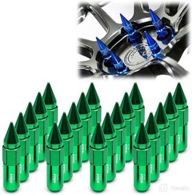 img 4 attached to 🔩 EzAuto Wrap Green 20 PCS M12x1.25 Spiked Lug Nuts: Extended Tuner Aluminum Wheels Rims Cap WN03