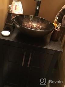 img 5 attached to Puluomis 24-дюймовый традиционный набор для ванной комнаты с черной отделкой, одинарная ванная комната с верхней частью и 2-дверным шкафом, верхняя часть раковины из коричневого стекла с одним отверстием для смесителя