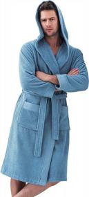 img 4 attached to OEKO-TEX® Certified Turkish Cotton Terry Men'S Hooded Bathrobe - Long Textured Kimono With Rice Weave Trim