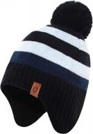warm kids pom-pom beanie hat with cozy lining for boys and girls: perfect winter skull cap by duoyeree logo