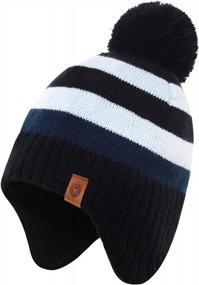 img 4 attached to Warm Kids Pom-Pom Beanie Hat With Cozy Lining For Boys And Girls: Perfect Winter Skull Cap By Duoyeree