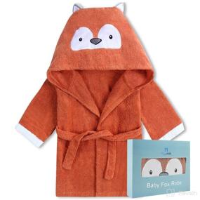 img 4 attached to 🦊 BlueMello Baby Fox Bathrobe: Ultra-Soft Hooded Robe for Toddlers 0-6 Months – Essential Bath Towel for Infants