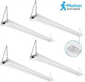 img 4 attached to Boost Your Workspace Lighting With LEONLITE 4Ft Motion Activated LED Shop Lights - Pack Of 4