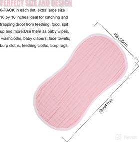 img 4 attached to Ultra Absorbent Muslin Baby Burp Cloths: 6 Layers of Softness - Pack of 6, Pink, 100% Cotton