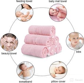 img 3 attached to Ultra Absorbent Muslin Baby Burp Cloths: 6 Layers of Softness - Pack of 6, Pink, 100% Cotton