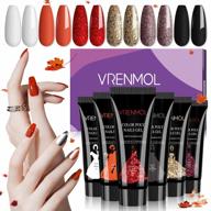 vrenmol poly nails gel set - 6 colors red gold nail extension gel fall nails glitter black white nails set builder nail gel for diy manicure starter professional gift for women home salon логотип