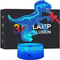 🦖 dinosaur 3d illusion lamp night lights: 16 colors changing bedside lamp with smart touch and remote control - perfect birthday gift for boys логотип