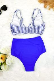 img 1 attached to Fashionable And Flattering: SouqFone Women'S High Waisted Bikini Swimsuits With V Neck, Ruffle Detailing, And Two Piece Design