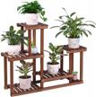 pine wood multi-tiered plant stand for indoor and outdoor use - elegant flower shelf rack for gardens, balconies, patios, and living rooms (4 tiers) logo