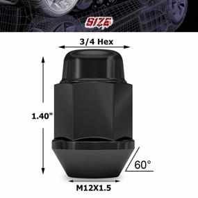 img 3 attached to Richeer 20PCS 1.4 Inch Black 12X1.5 Closed End Bulge Acorn Lug Nuts - Cone Seat - 19Mm Hex Wheel Lug Nut For Accord Civic Element HR-V Escape Sierra