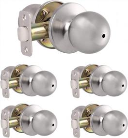 img 4 attached to Secure And Stylish: Knobonly 5 Pack Keyless Privacy Door Knobs For Bedroom And Bathroom With Brushed Nickel Finish