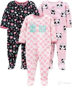 img 2 attached to 🔥 Comfy and Safe: Simple Joys by Carter's Flame Resistant Fleece Footed Pajamas for Toddlers and Baby Girls (Pack of 3)