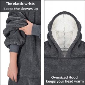 img 2 attached to Oversized Sherpa Hoodie Sweatshirt For Adults & Teens - Solaris Reversible, Super Soft Warm Cozy Wearable Blanket With Large Pocket And Hood, One Size
