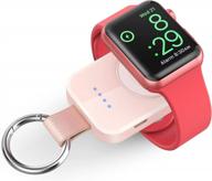 portable wireless charger compatible for apple watch series 8/uitra/7/6/5/4/3/2/se/nike, compact magnetic iwatch charger 1000mah power bank keychain style gift your mother girl birthday-pink logo