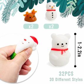 img 3 attached to 32 PCS Christmas Mochi Squishies Toys Stress Relief Fidget Mini Squeeze Goodie Bag Fillers For Children With Autism - Perfect For Christmas Parties