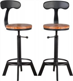img 3 attached to Vintage Industrial Swivel Bar Stools With Backrest, Set Of 2 - Adjustable Height For Kitchen Island, Dining Room, And Counter - Metal Construction For Rustic Charm (24-27.5INCH)