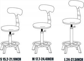 img 2 attached to Винтажные промышленные поворотные барные стулья со спинкой, набор из 2 штук - регулируемая высота для кухонного острова, столовой и стойки - металлическая конструкция для деревенского очарования (24-27,5 дюймов)