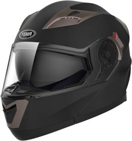 img 2 attached to 🏍️ YEMA YM-925 Motorcycle Modular Full Face Helmet - DOT Approved Casco Moto Moped Street Bike Racing Helmet for Adult Youth Men and Women - Matte Black, M