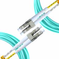 10m multimode duplex om3 50/125 lc to lc fiber patch cable - 40gb aqua jumper cord for high-speed fiber optic networking logo