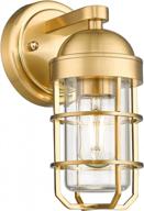 modern brass vanity light fixture - emliviar ge255b bg wall sconce with clear tempered glass, gold finish logo