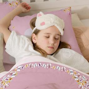 img 2 attached to Розовый комплект постельного белья для малышей для девочек - комплект из 3 простыней и наволочек с подогнанной простыней, плоской простыней и наволочкой-конвертом
