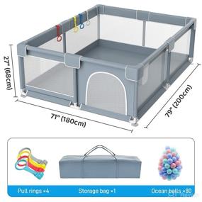 img 2 attached to 👶 Ultimate 79”×71” Extra Large Baby Playpen: Indoor & Outdoor Play Yard with 80 Pit Balls, No Gaps Baby Gate & Storage Bag Included