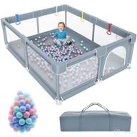 👶 ultimate 79”×71” extra large baby playpen: indoor & outdoor play yard with 80 pit balls, no gaps baby gate & storage bag included logo