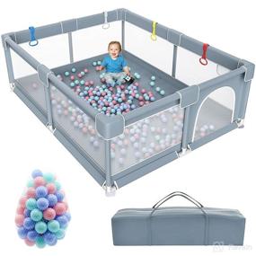 img 4 attached to 👶 Ultimate 79”×71” Extra Large Baby Playpen: Indoor & Outdoor Play Yard with 80 Pit Balls, No Gaps Baby Gate & Storage Bag Included