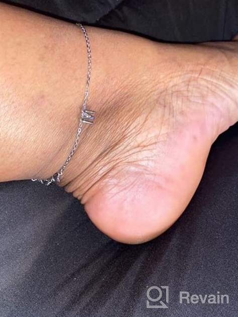 img 1 attached to Sterling Silver Initial Anklet For Women, A-Z Letter Layer Wear Handmade Jewelry Gift - Flower/Figaro/Cuban Link/Herringbone Chain Summer Beach Ankle Bracelets review by Daniel Tonini