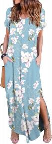 img 3 attached to GRECERELLE Women'S Casual Loose Pocket Long Dress Short Sleeve Split Maxi Dresses