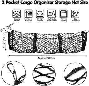 img 3 attached to 🚗 Stretchable Automotive Cargo Net Organizer: Black Trunk Storage Mesh with 3 Pockets, Hooks & Screws - Ideal for SUVs, Pickups, and Trucks