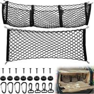 🚗 stretchable automotive cargo net organizer: black trunk storage mesh with 3 pockets, hooks & screws - ideal for suvs, pickups, and trucks логотип