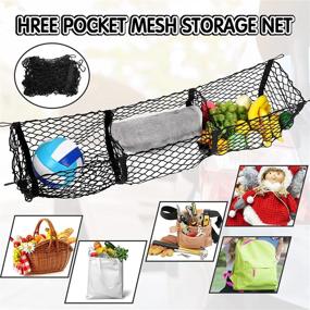 img 1 attached to 🚗 Stretchable Automotive Cargo Net Organizer: Black Trunk Storage Mesh with 3 Pockets, Hooks & Screws - Ideal for SUVs, Pickups, and Trucks