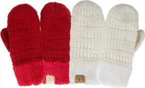 img 4 attached to Funky Junque Exclusives: Cozy Mittens For Girls And Boys With Soft Knit, Warm Lining And Fun Pom Accents