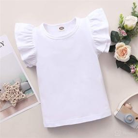 img 3 attached to Love You So Much Toddler Baby Girls T-Shirt - Ruffle Sleeveless, Cotton Kids T-Shirt in Solid Color Blouse Style