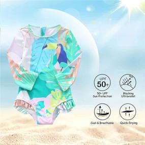 img 2 attached to 🌺 Adorable Baby Girls Two Piece Long Sleeve Swimsuits Set: Hawaiian Bathing Suits with UPF 50+ Sun Protection