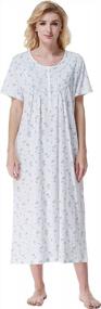 img 4 attached to Experience Comfort With Keyocean'S 100% Cotton Women'S Nightgowns - Lightweight And Soft With Short Sleeves