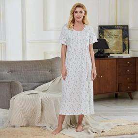 img 2 attached to Experience Comfort With Keyocean'S 100% Cotton Women'S Nightgowns - Lightweight And Soft With Short Sleeves