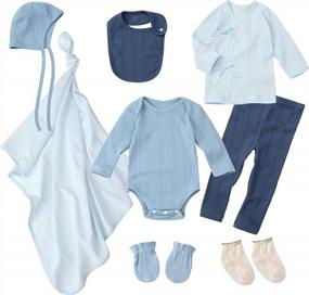 img 4 attached to 8-Piece Premium Newborn Layette Gift Set - 100% Certified Organic Ribbed Knit Cotton For Baby Boy Or Girl By WithOrganic