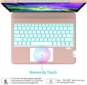 img 2 attached to Rose Gold Touchpad Keyboard Case For IPad Pro 12.9 2020/2018 - Wireless Smart Magic Backlit Trackpad Keyboard