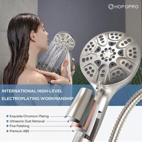 img 3 attached to HOPOPRO 2021 Newest High Pressure Handheld Shower Head Set - 6 Functions, Full Brushed Finish, California Compliant 1.75 GPM, High Flow Hand Held Showerhead for an Exquisite Luxury Shower Experience